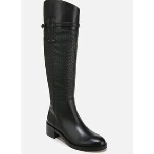 Franco Sarto Colt Tall Leather Boots 9 Wide Calf Black NWT Riding Knee High